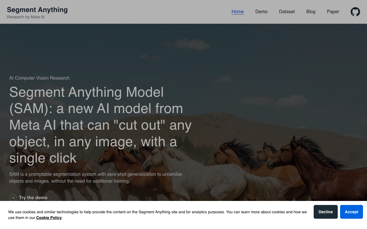 Meta AI 发布新型 AI 模型：Segment Anything Model (SAM)