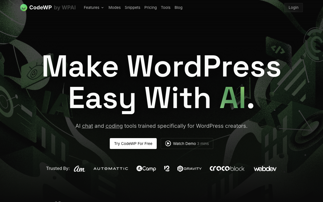 CodeWP AI - WordPress 创作者的人工智能代码生成平台 人工智能 代码生成 WordPress