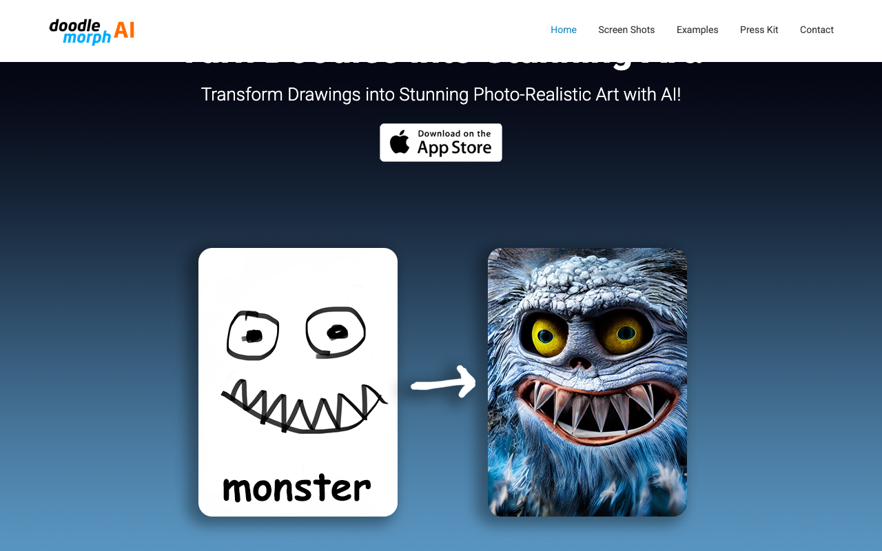 Doodle Morph AI - 利用人工智能将涂鸦转化为逼真的艺术品