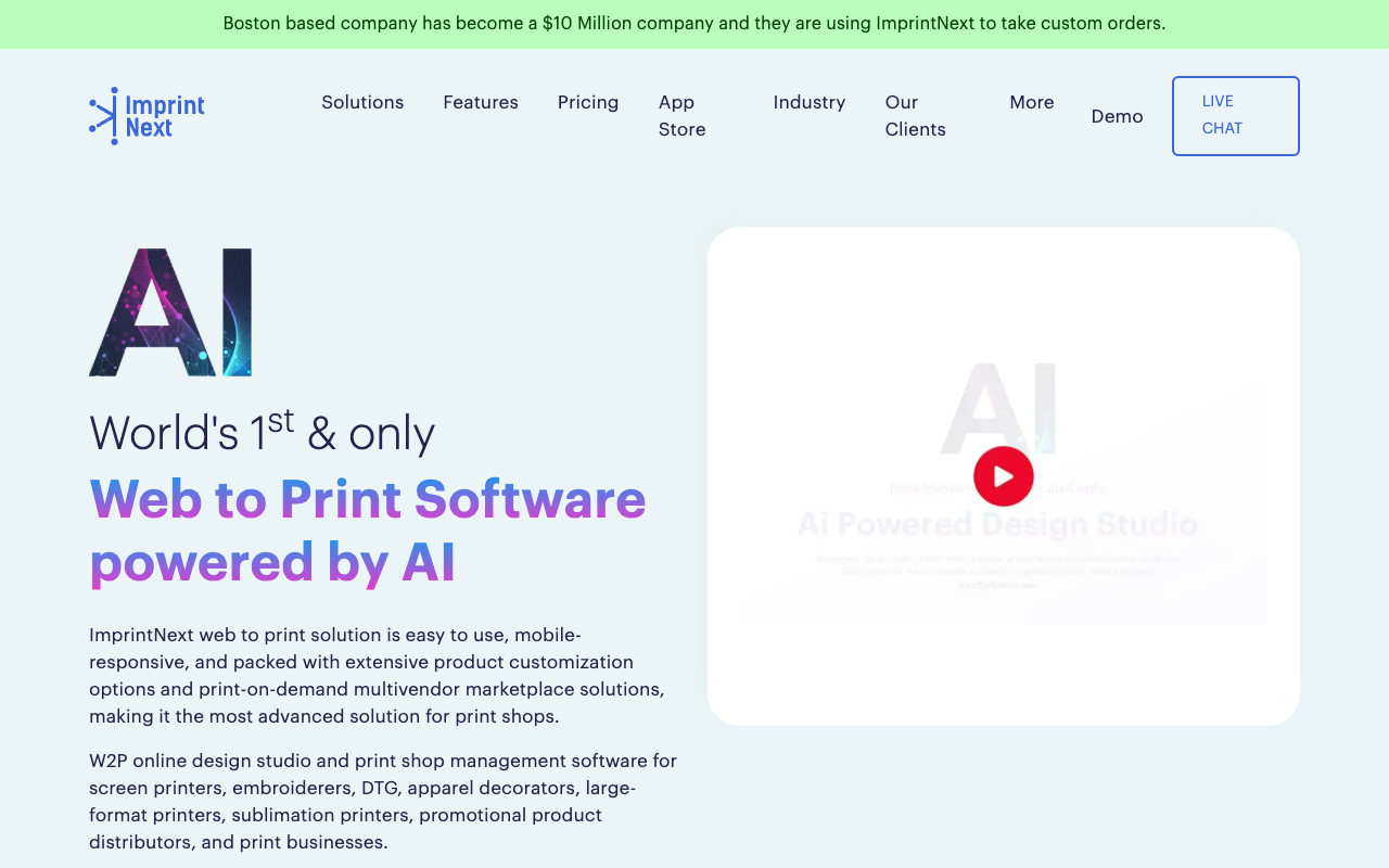 ImprintNext - 为印刷厂和装饰商提供的 Web to print 应用程序