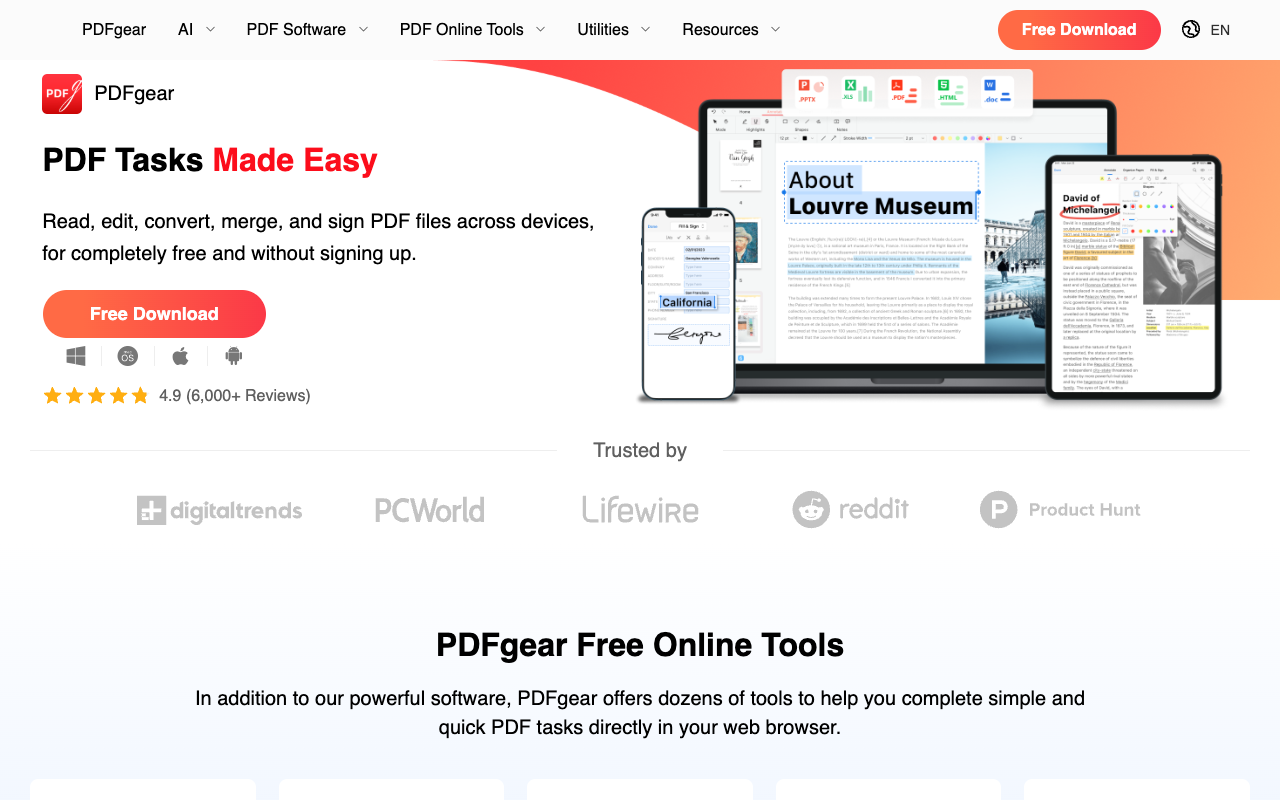 PDFgear Chatbot - 使用 AI 助手智能化、与 PDF 进行对话