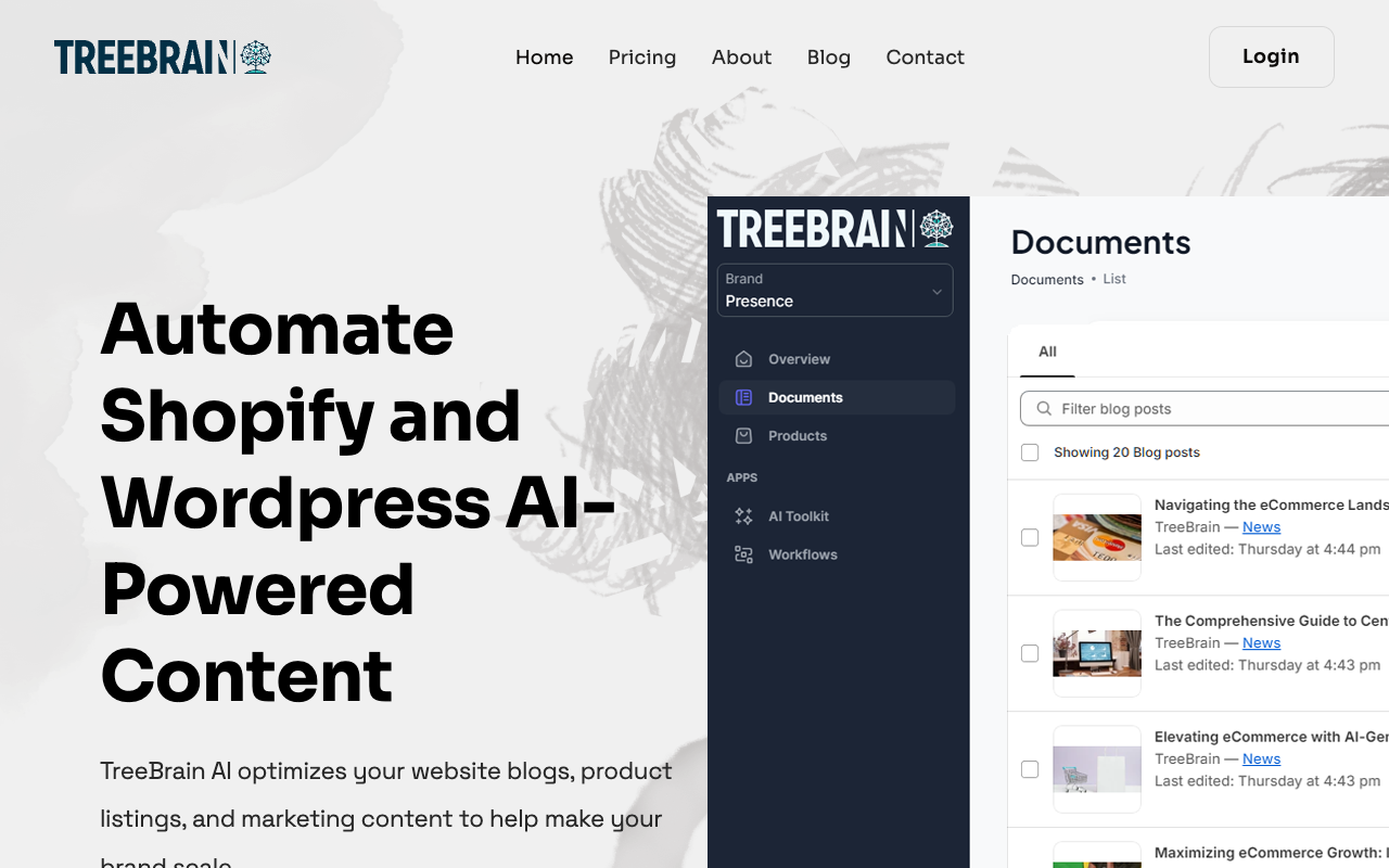 TreeBrain - 建立您的电子商务品牌，AI 助力 Shopify & Amazon FBA