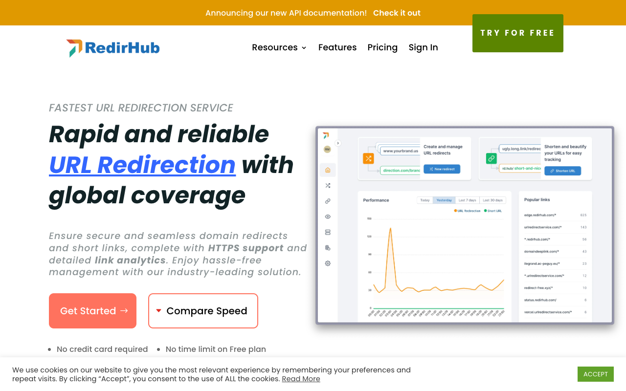 RedirHub - URL 重定向和跟踪 - 轻松重定向、跟踪和保护您的域名