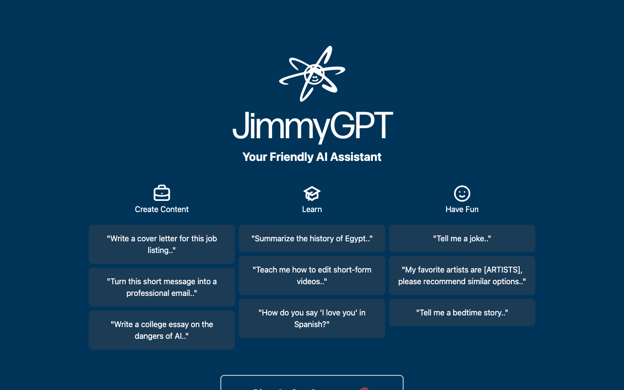 JimmyGPT - 定制 AI 聊天机器人