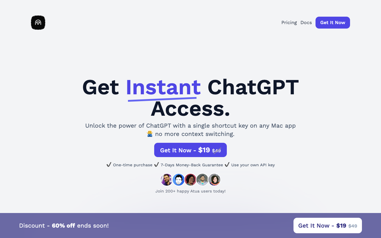 Atua - 快捷键在任何 Mac 应用程序上即时访问 ChatGPT
