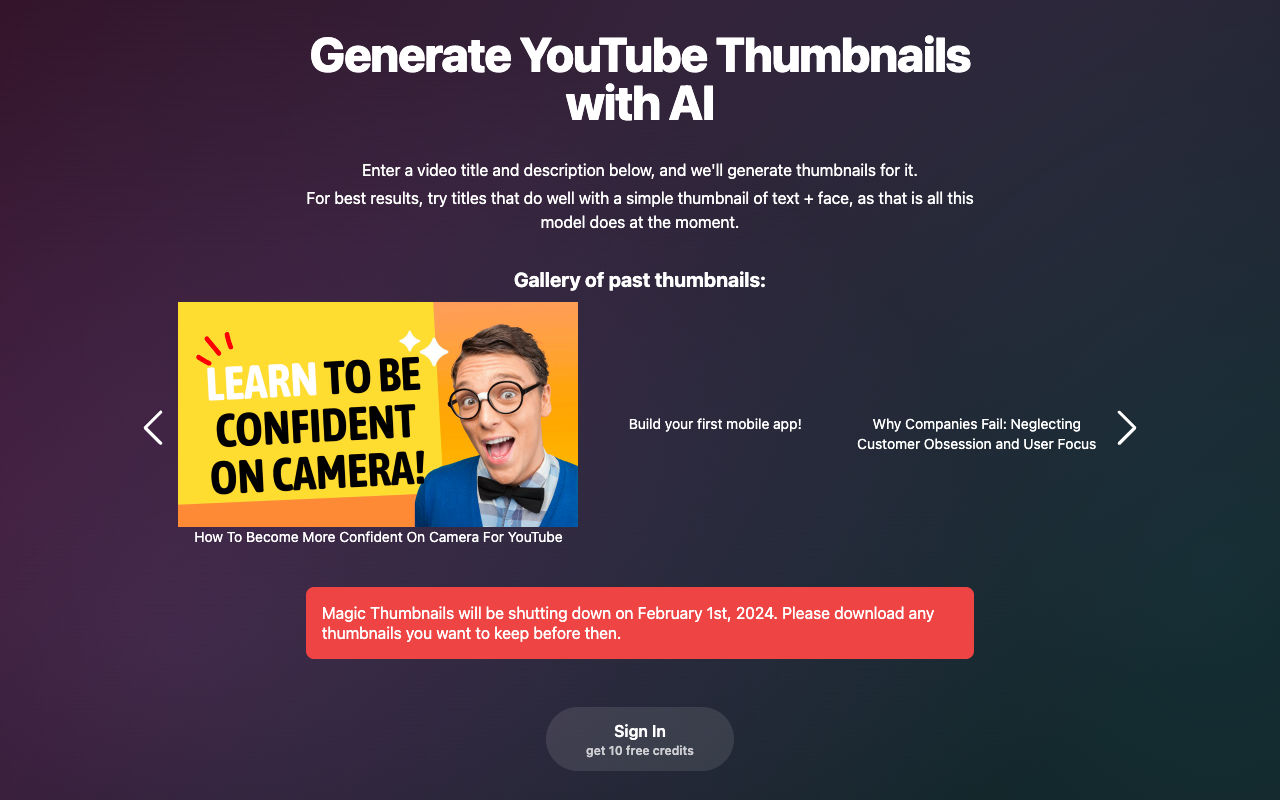 Magic Thumbnails - 用人工智能生成 YouTube 缩略图 人工智能 视频