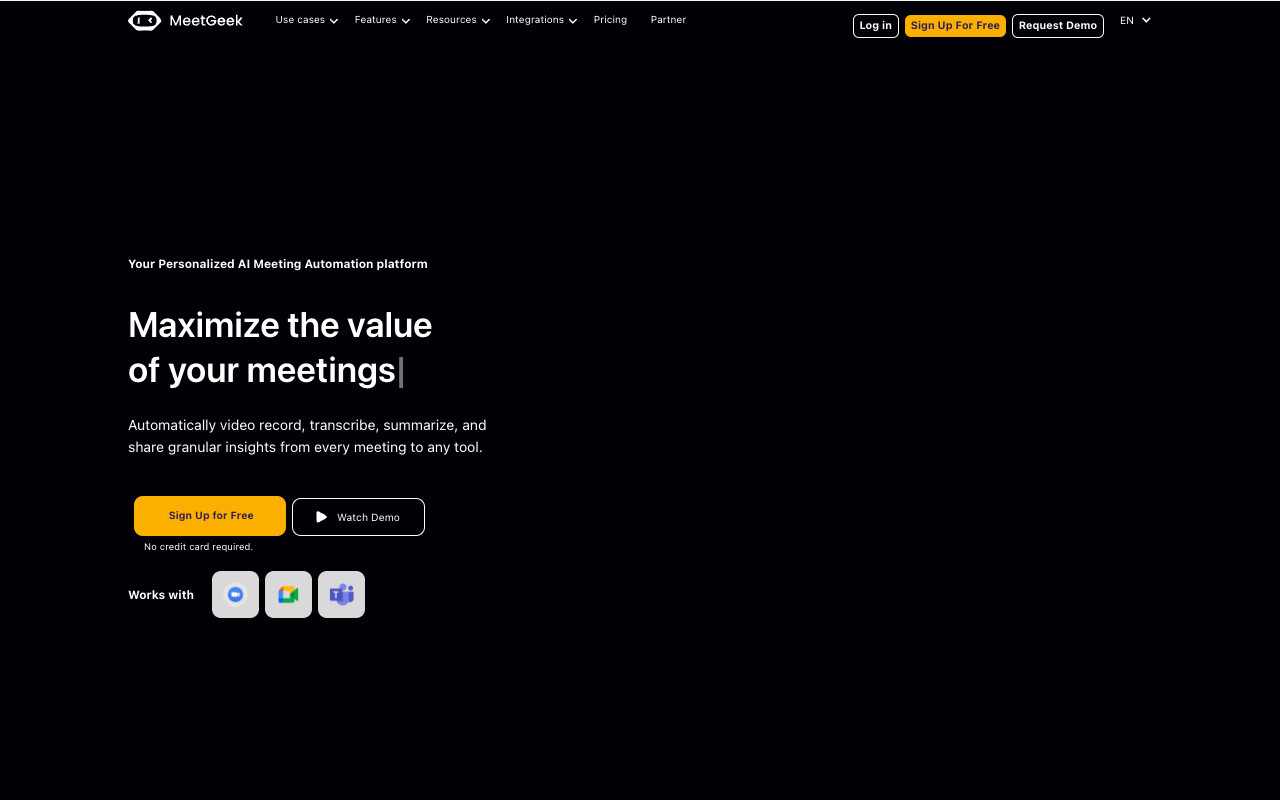 MeetGeek - AI 生成 Zoom、Teams 和 GMeet 电话会议摘要