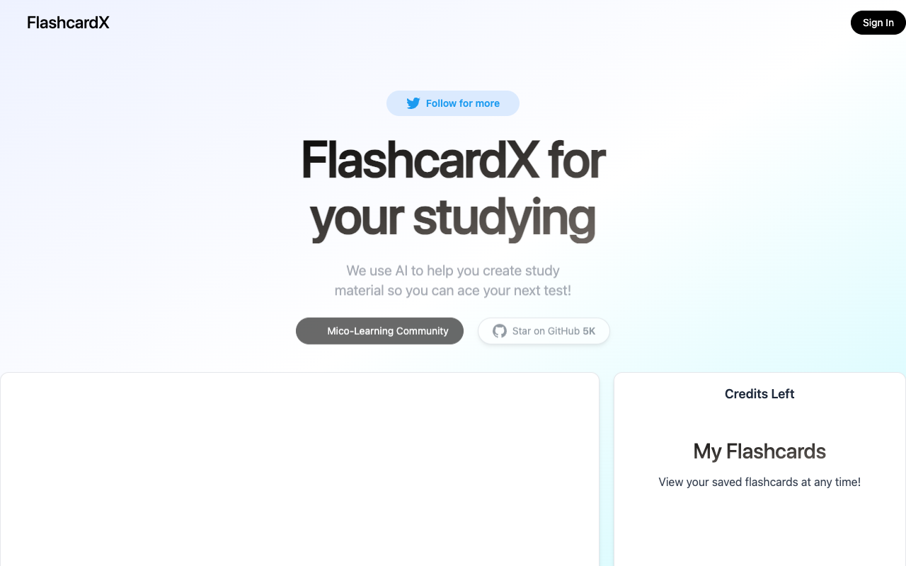 FlashcardX - AI 自动生成记忆卡片 人工智能 学习工具 制卡工具