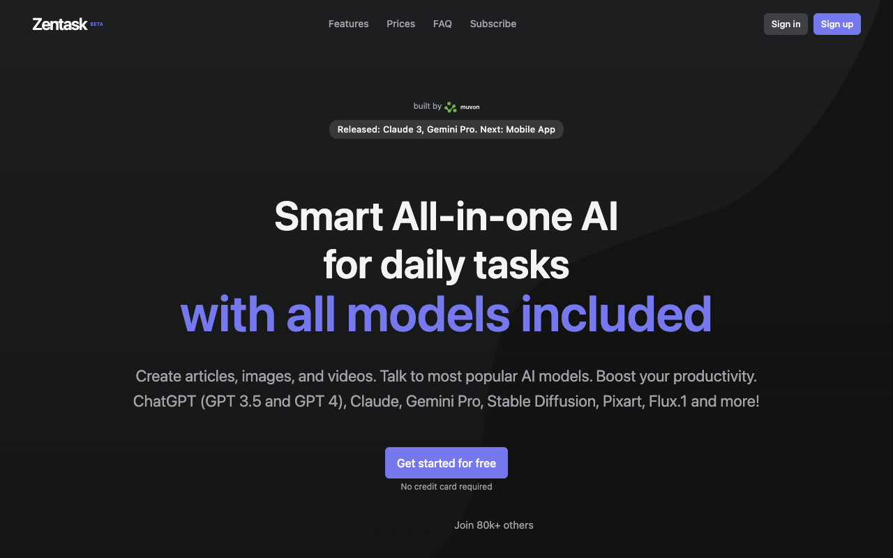 Zentask.ai AI Marketplace 简化您的日常任务