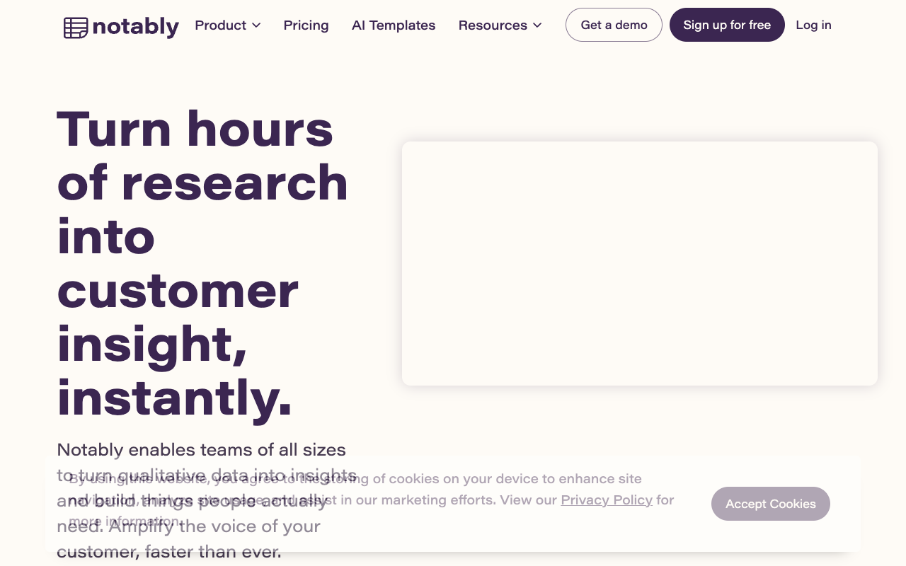 Notably - AI 助力产品团队实现卓越研究 人工智能 产品研究 工具