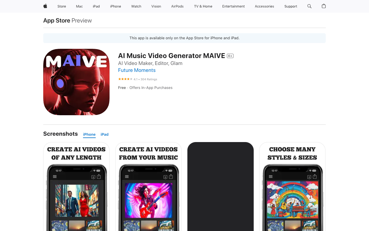 MAIVE: 从音频生成 AI 视频、短片和图片
