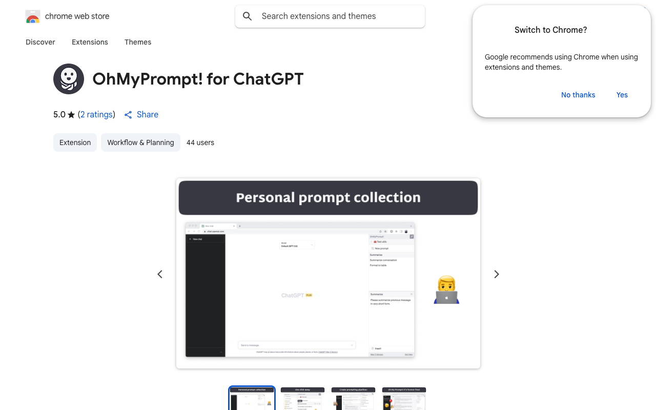 OhMyPrompt! for ChatGPT - ChatGPT 动力用户的 Chrome 扩展