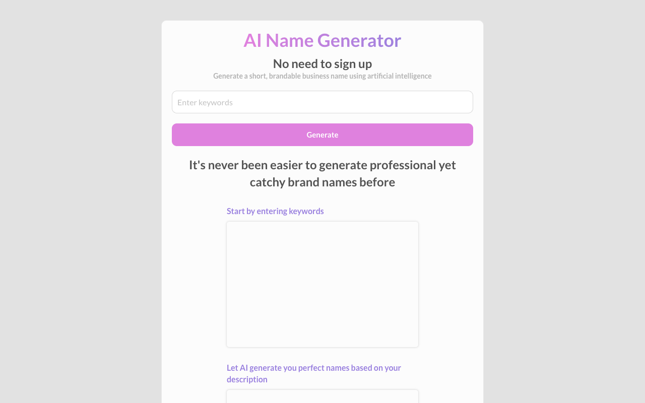 AI Name Generator - 让 AI 为您的业务找到完美的品牌名称 人工智能 品牌