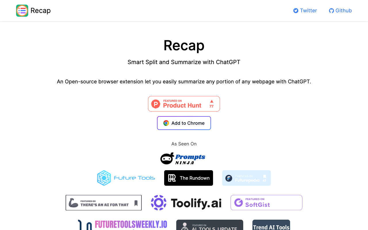 Recap - 智能划分和总结文章的 Chrome 插件