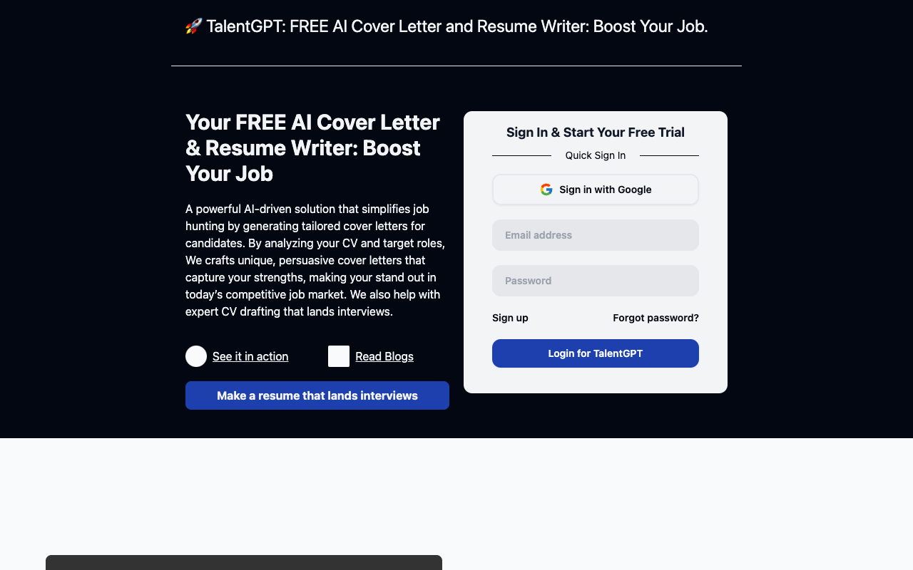 TalentGPT - 智能定制求职信助手