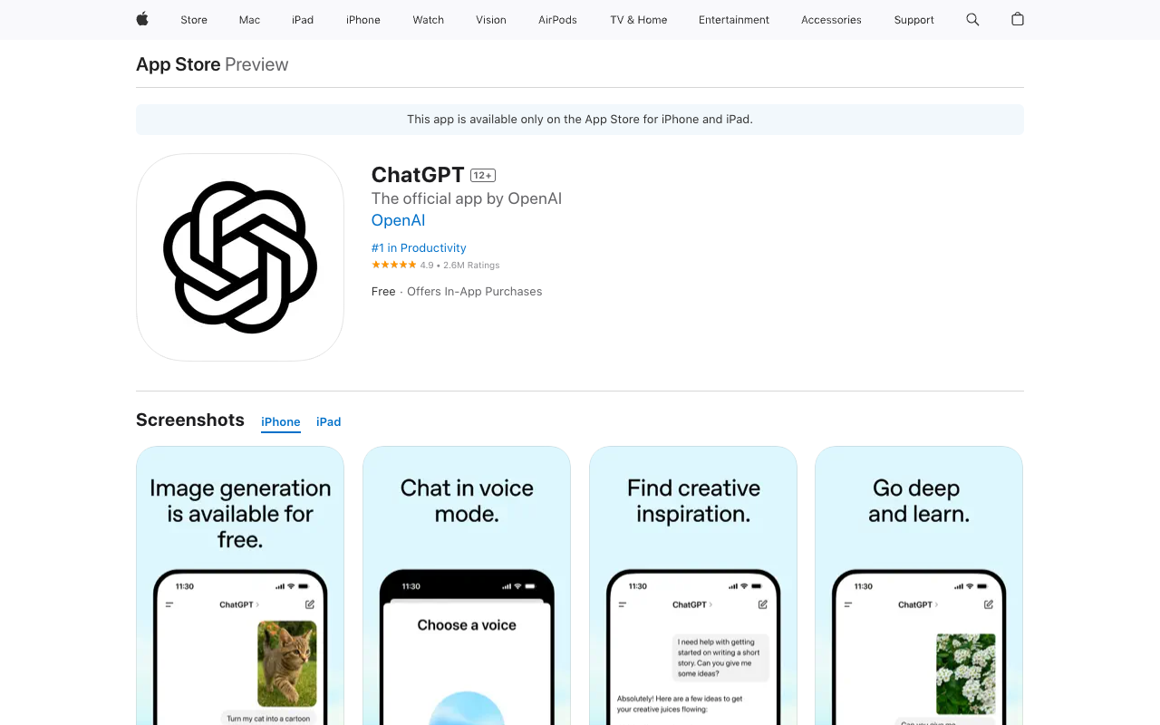 ChatGPT for iOS - OpenAI 官方 iOS 应用