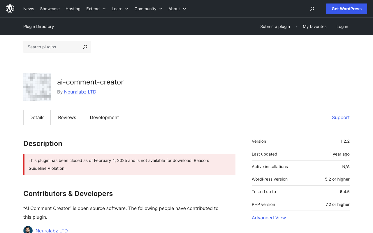 AI Comment Creator for Wordpress - 自动化 AI 生成评论插件