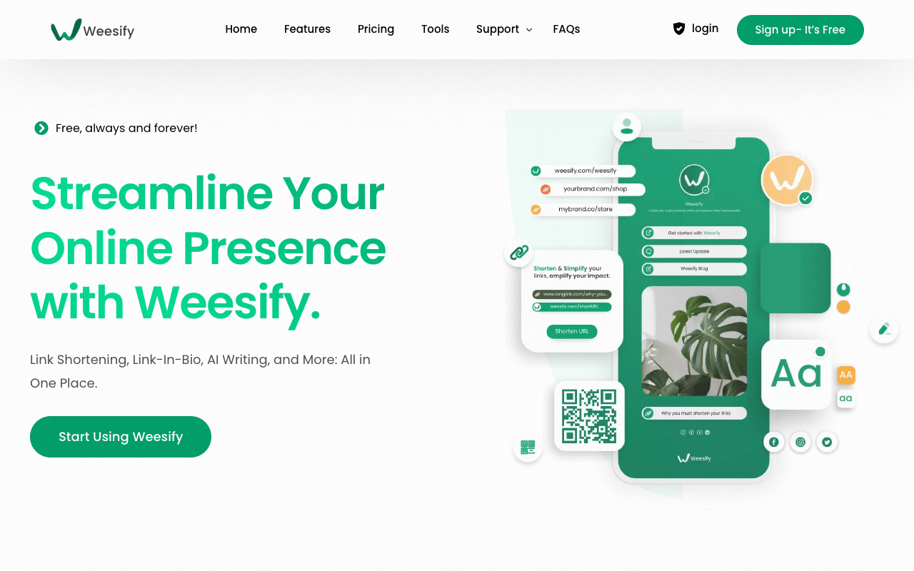Weesify - 网址缩短、链接导航、二维码生成与 AI 工具