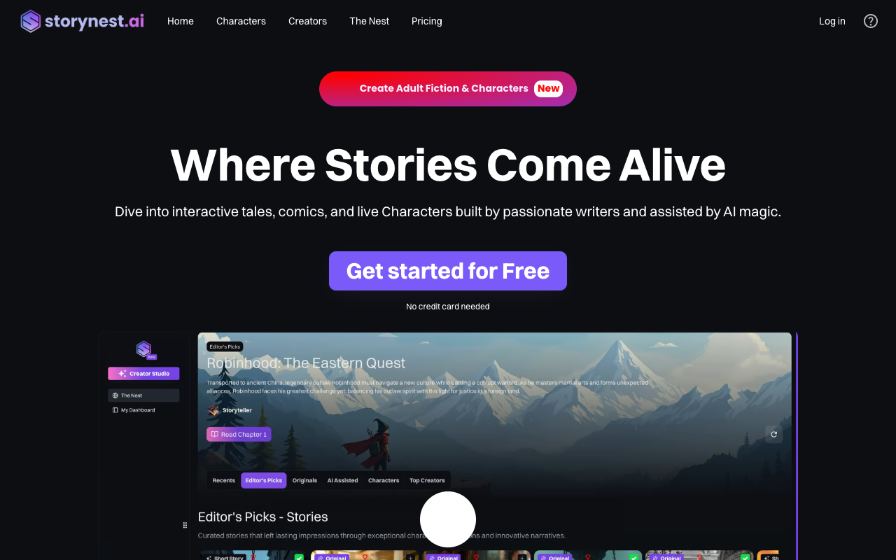 StoryNest.ai - 未来的故事之巢 人工智能 故事创作 互动体验