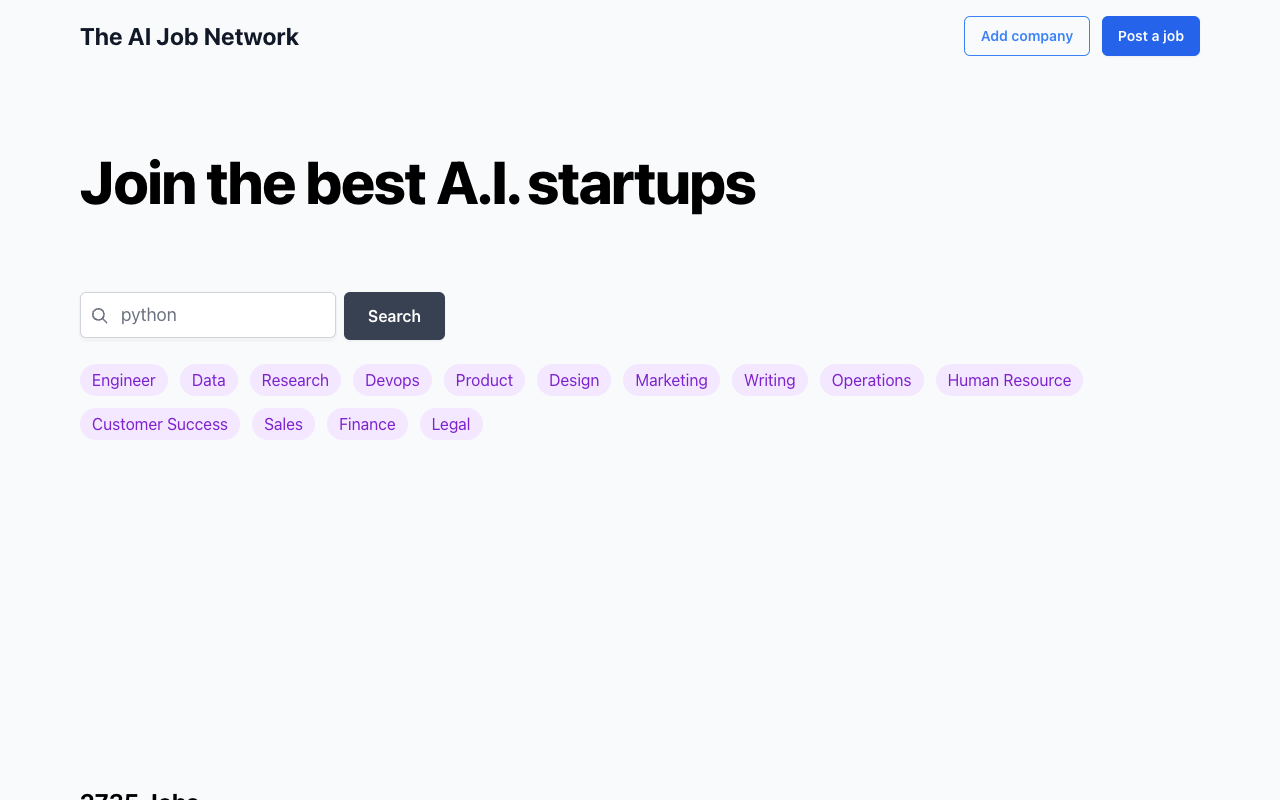 AI Job Network - AI 初创公司职位招聘 人工智能 招聘 职位