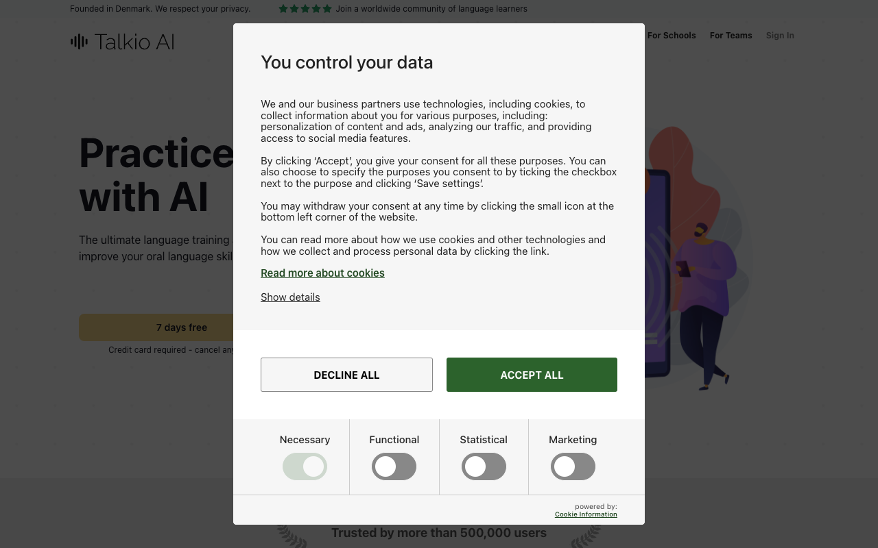 Talkio AI - 浏览器上的 AI 驱动语言培训应用