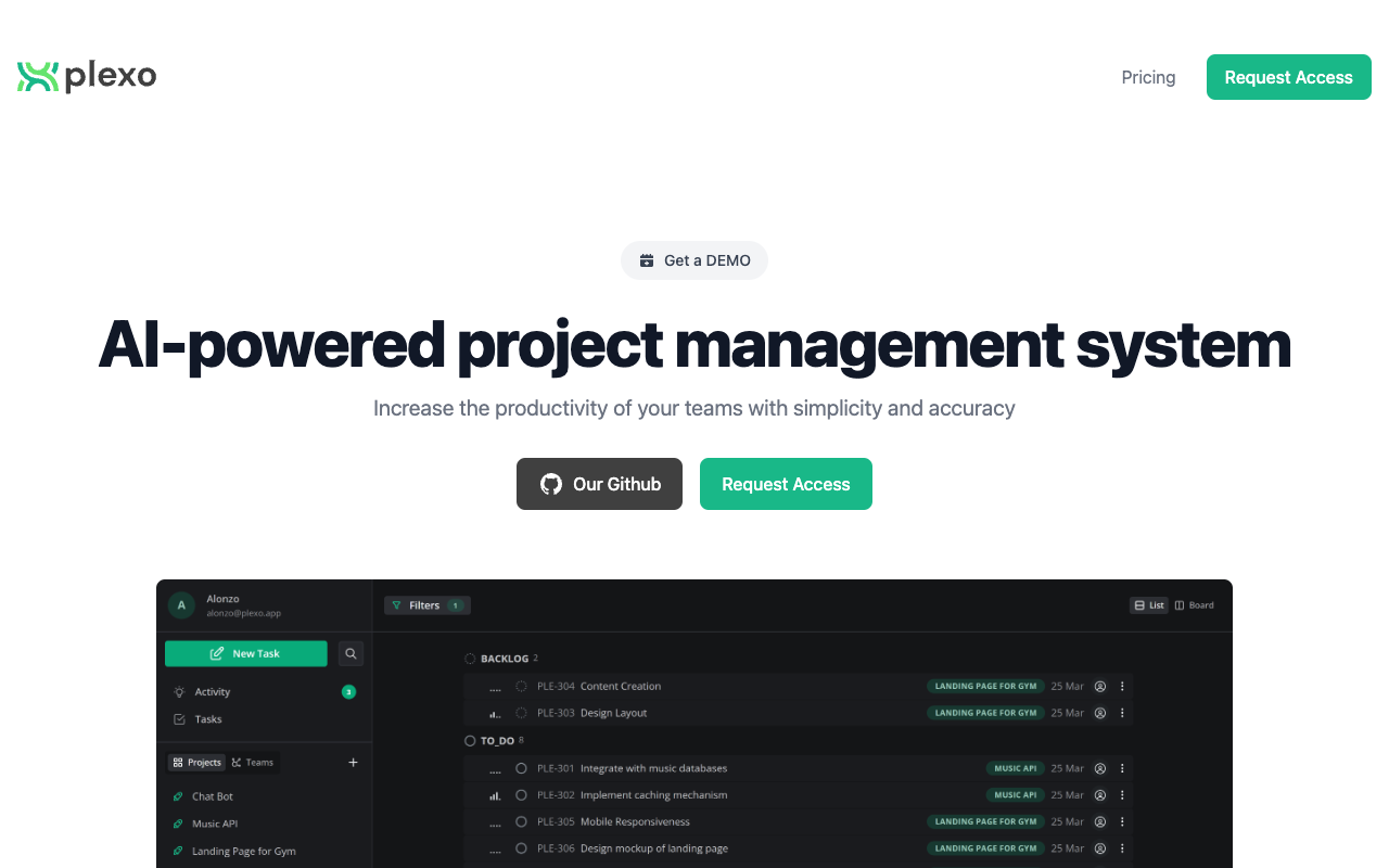 Plexo - Plexo: AI-powered open-source project management system