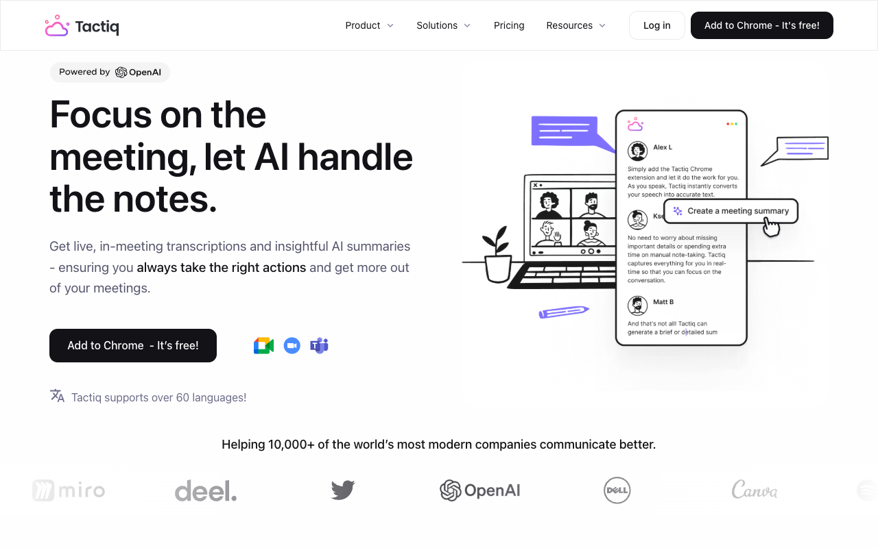 Tactiq AI Meeting Kits - 使用 AI 提示从会议中提取关键见解 人工智能 会议工具