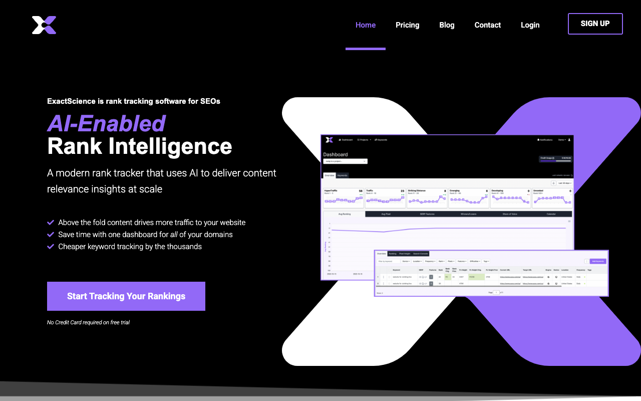 ExactScience - 一款基于人工智能的可扩展内容相关性排名追踪器 人工智能 SEO 排名追踪器