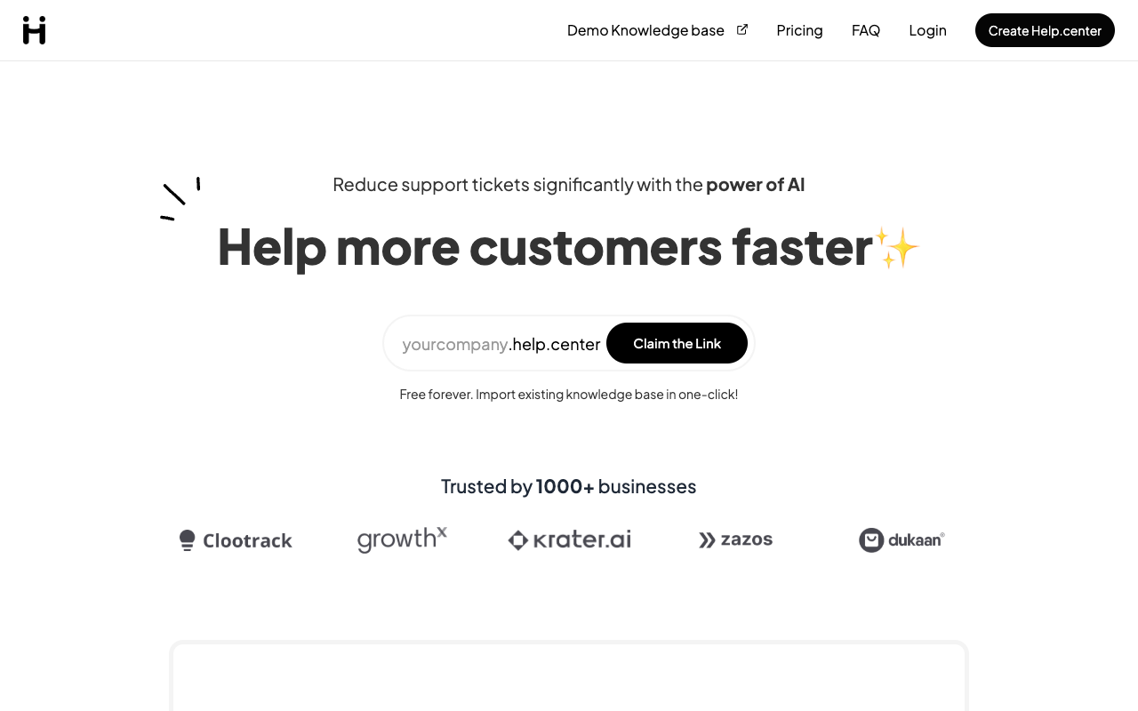 Help.center - 通过 AI 搜索和聊天获得 yourcompany.help.center