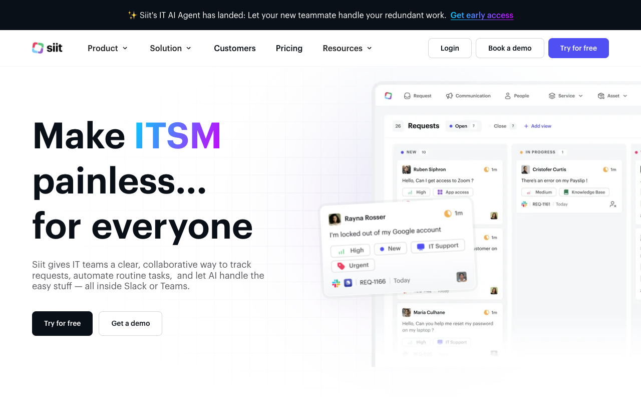 Siit - 企业员工支持的人工智能助手 人工智能 员工支持 Slack