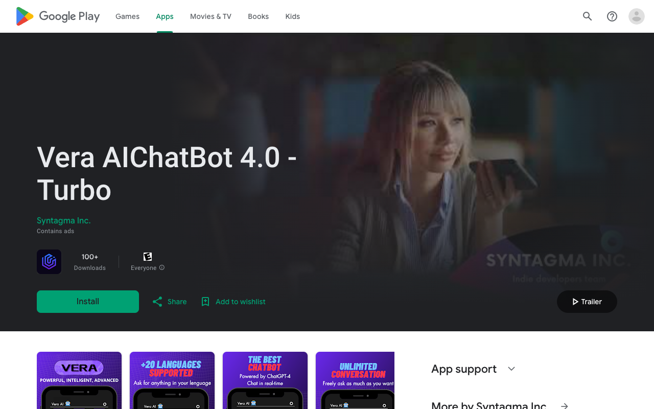 VERA AIChatBot 4.0 - Turbo - 强大的 AI 智能助手，理解和生成人类语言