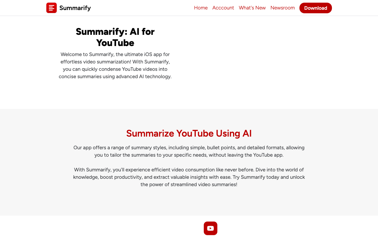 Summarify AI For YouTube - 使用人工智能快速概述 YouTube 视频 人工智能 视频概述