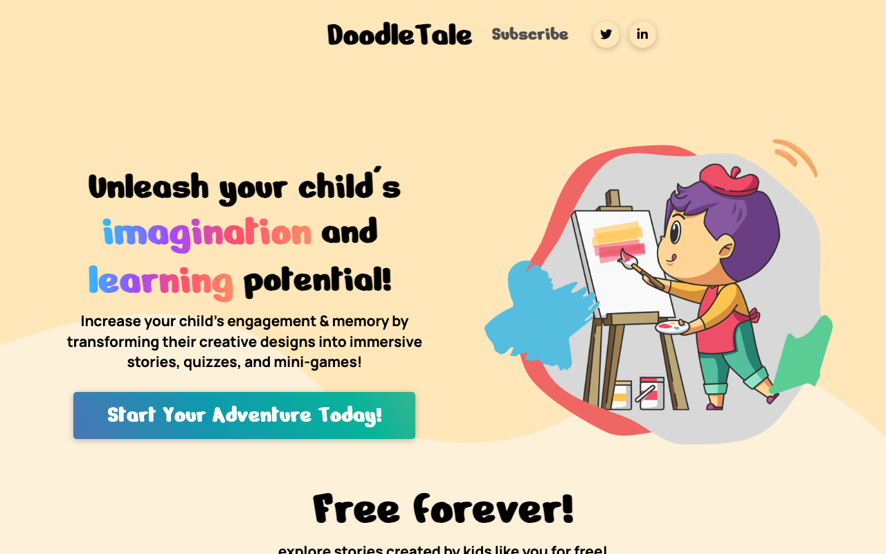 DoodleTale - AI 儿童创意应用 - 通过游戏释放孩子的想象力