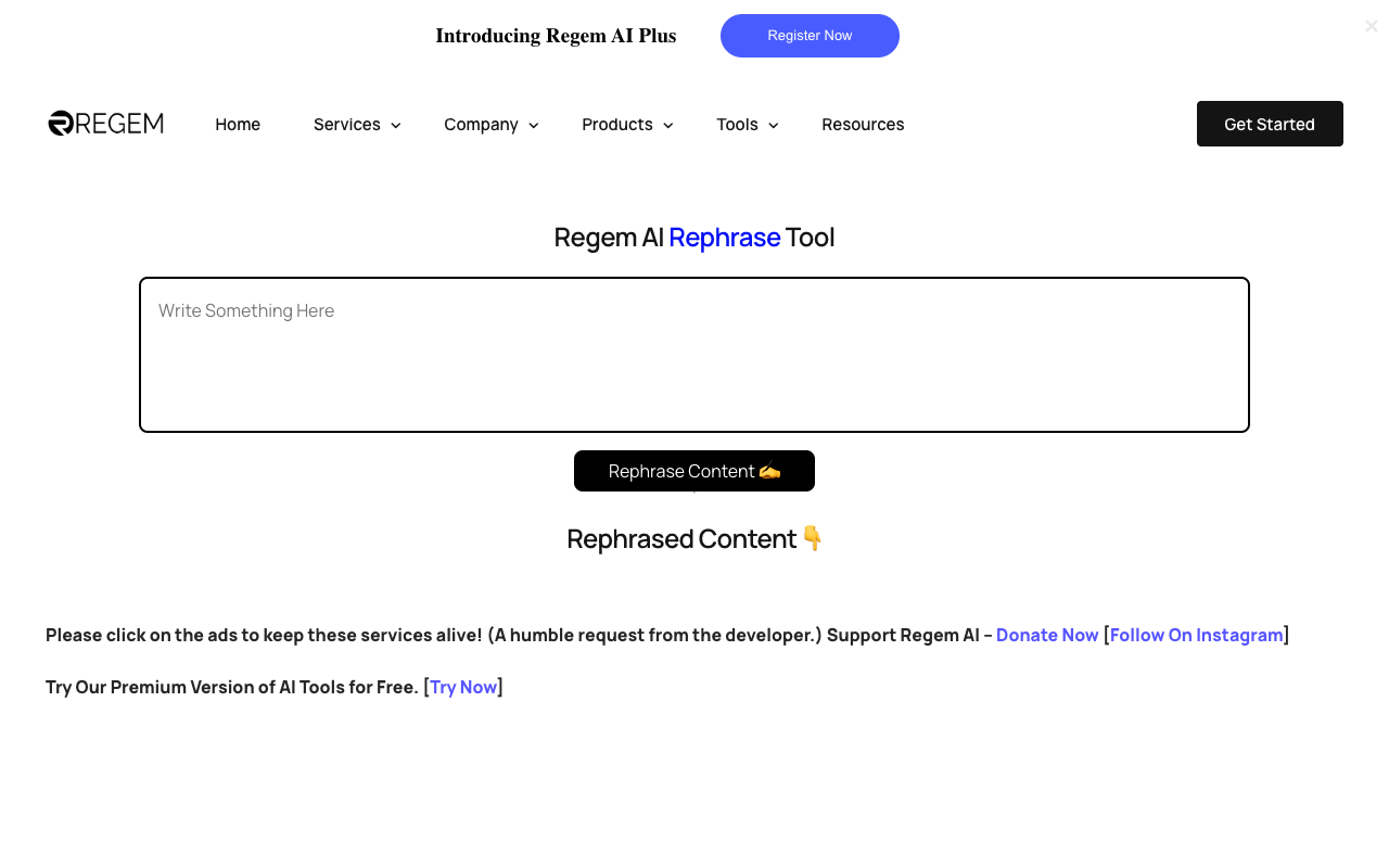 Regem AI Rephrase Tool - 基于人工智能的内容改写工具，让您秒变语言达人 人工智能 内容改写