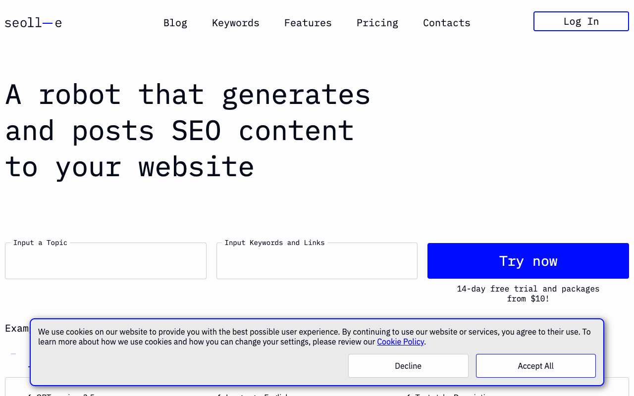 SEOLL-E - 自动化 SEO 内容生成与发布 自动化 SEO 内容生成