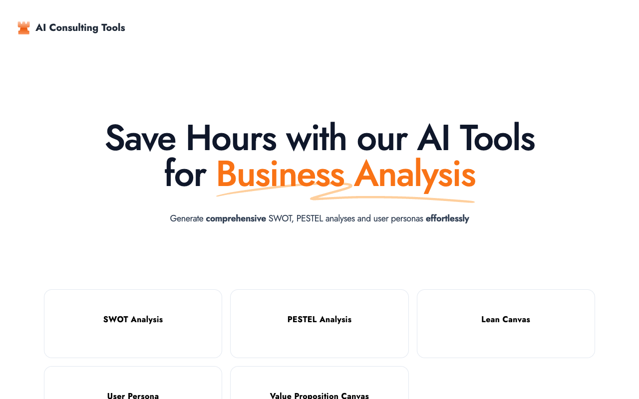 AI Consulting Tools - 生成高质量的商业分析和用户画像 人工智能 商业分析 用户画像