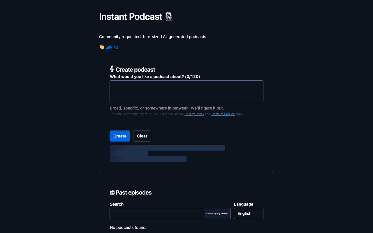 Instant Podcast - 社区需求，AI 生成的简短播客