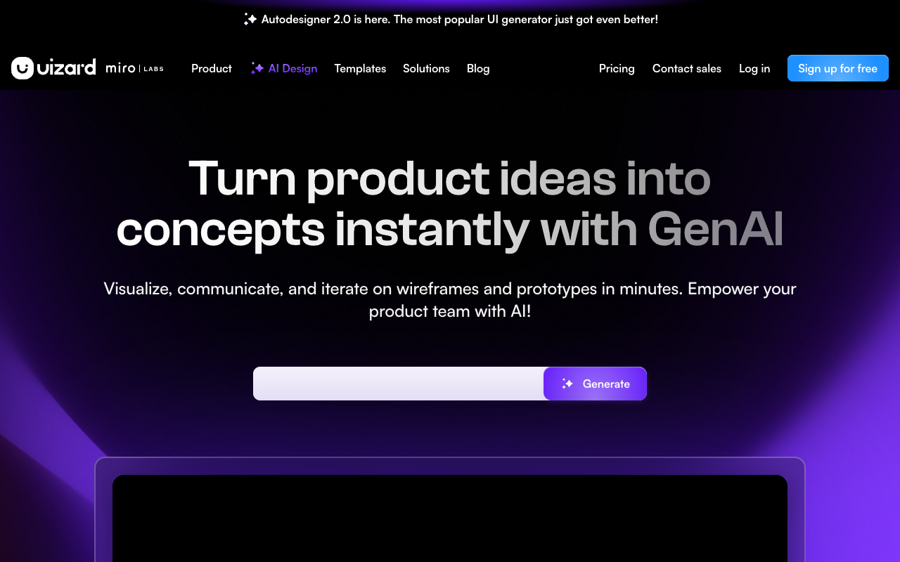 Uizard Autodesigner - 文字转设计，由 AI 自动化 设计工具 人工智能