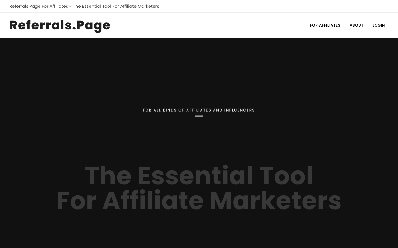 Referrals.Page For Affiliates - 基于人工智能的推广工具 人工智能 推广工具