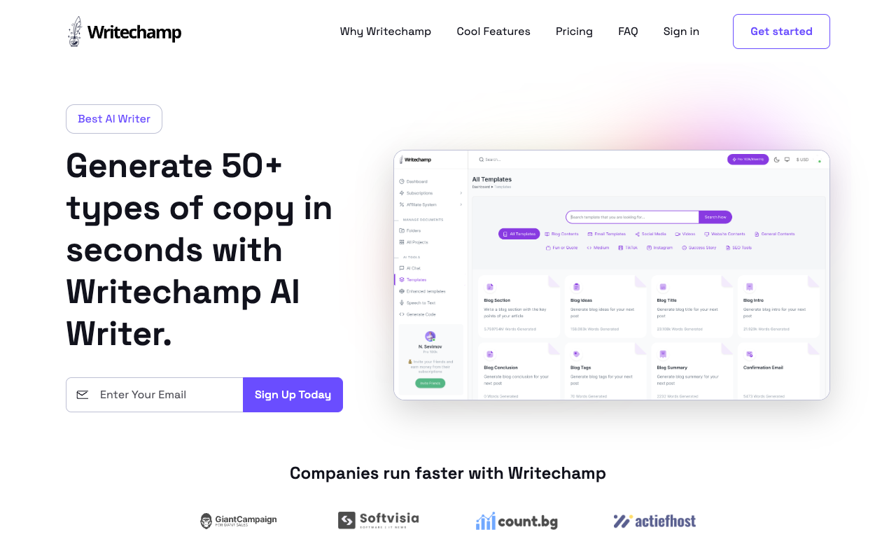 Writechamp.io - 最佳 AI 内容创作者