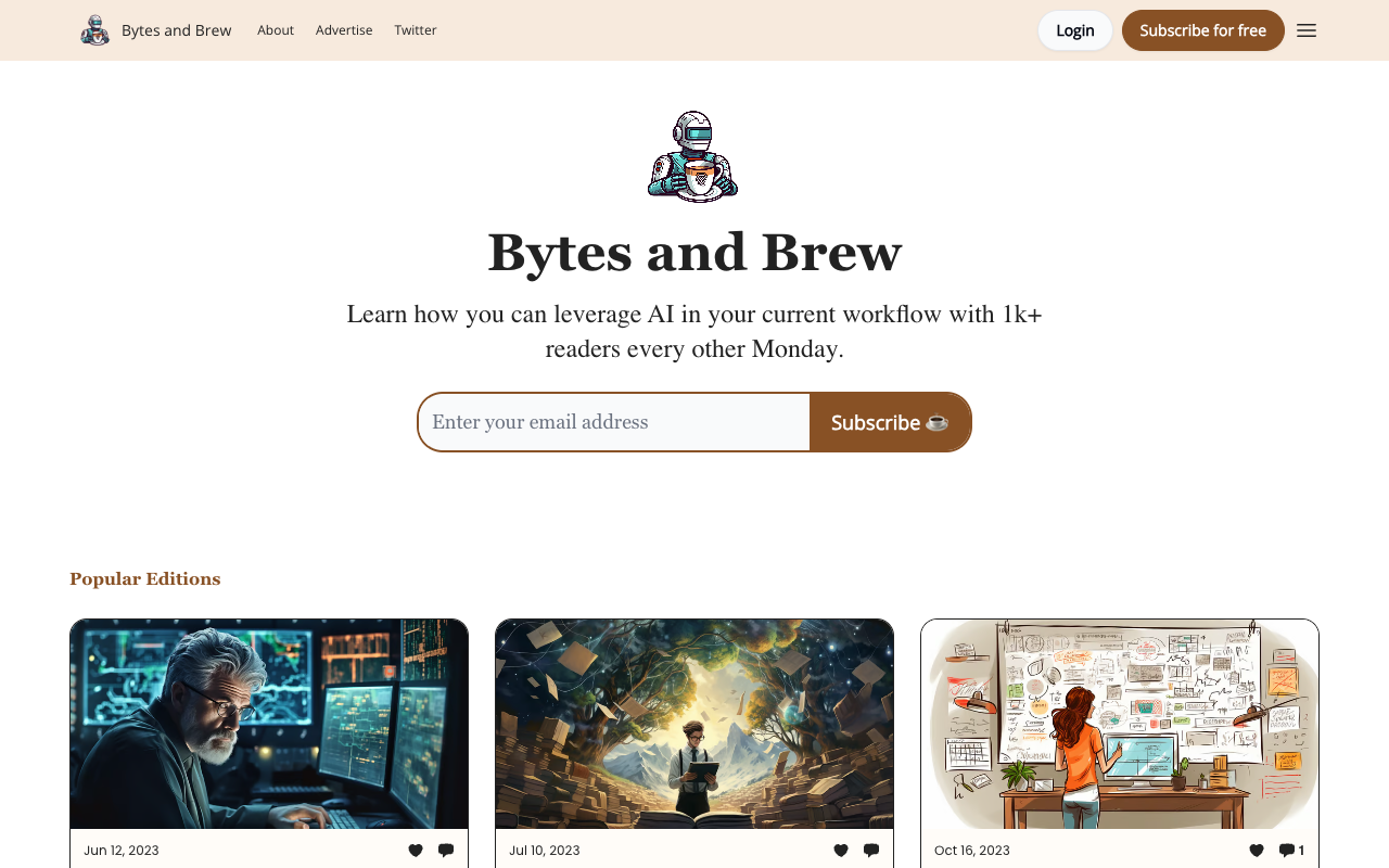 Bytes & Brew - 一份可以随着你的咖啡品味的人工智能简报 人工智能 简报