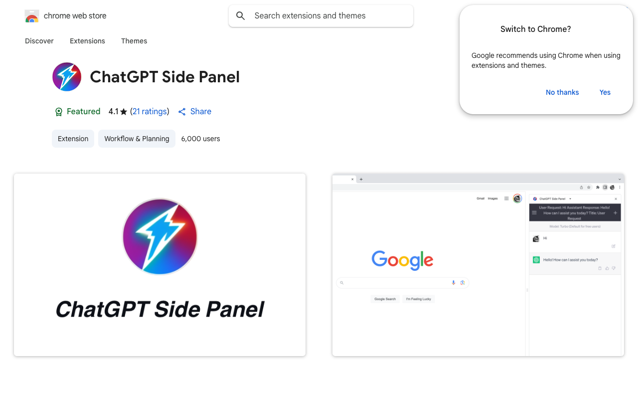 ChatGPT Side Panel - Chrome 侧边栏访问 ChatGPT