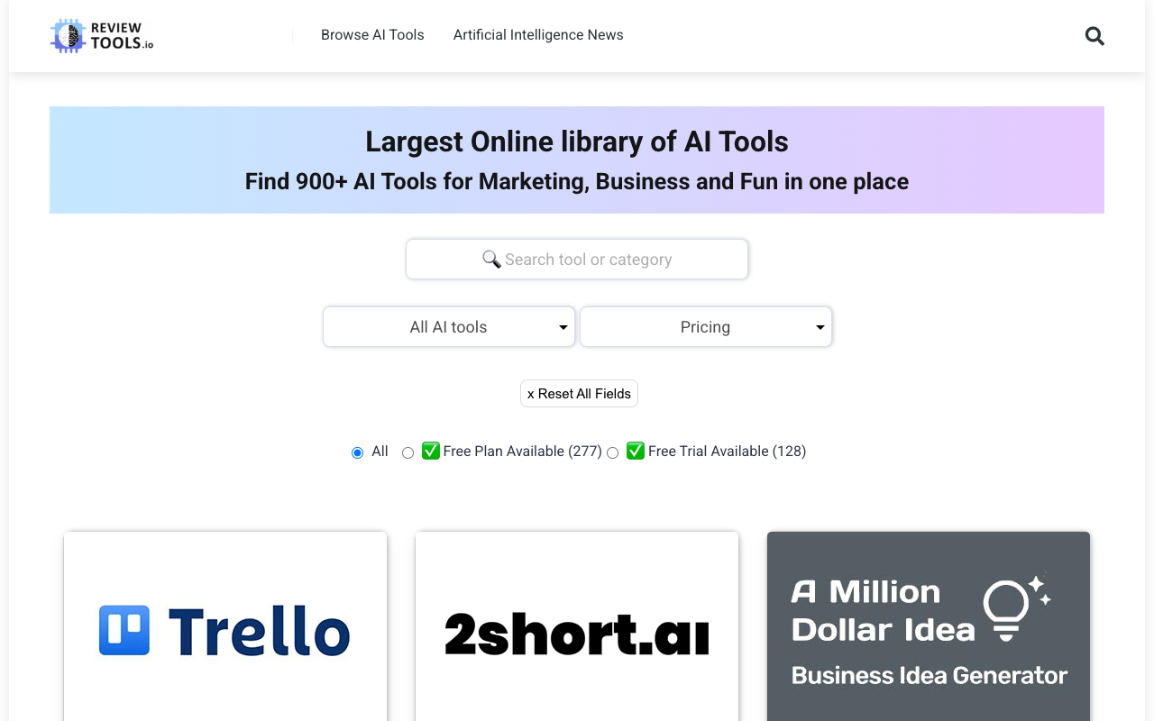 ReviewTools.io - 最大的 AI 工具在线库