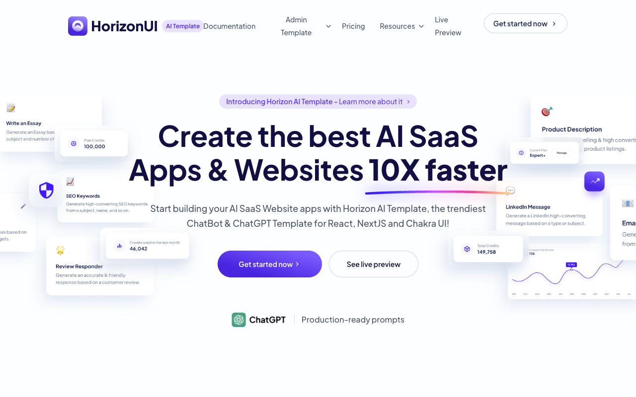 Horizon AI Template - 全球首个 ChatGPT AI React Admin 模板