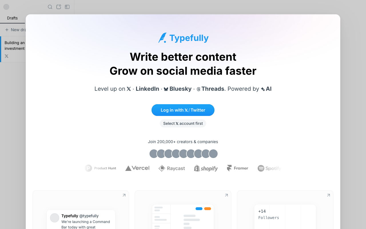 Typefully 2.0 - 轻松在 Twitter 和 LinkedIn 上发布内容，现在具备 AI 功能