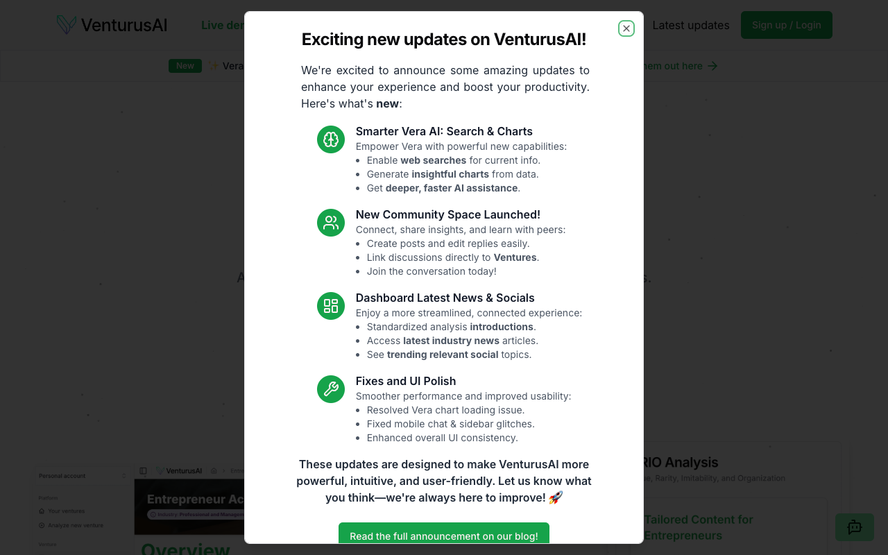 VenturusAI - 探索您的商业创意或企业的潜力