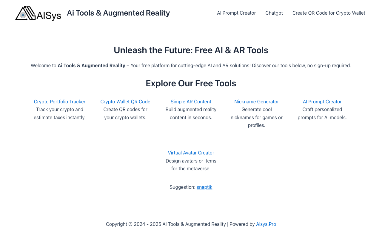 Aisys - 探索终极 AI 工具集合 人工智能 工具集 AI