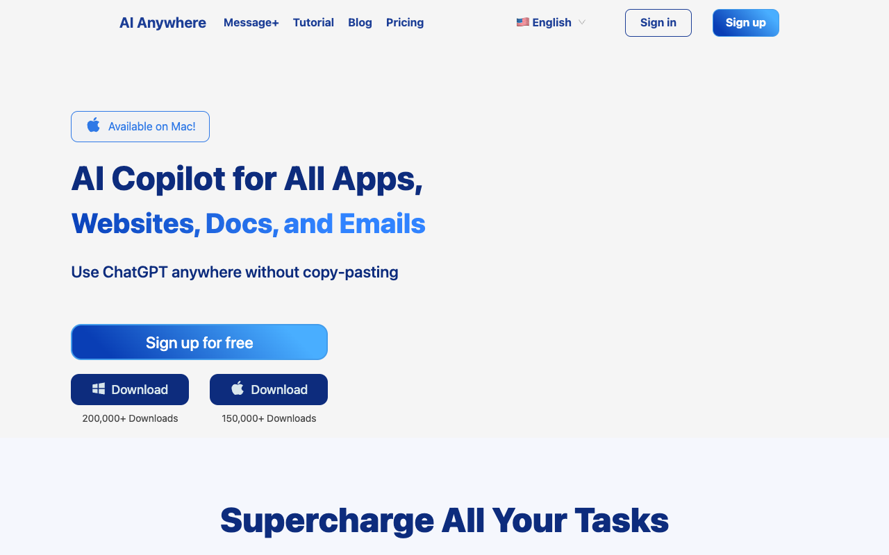 AI Anywhere (Beta) - 无需复制粘贴，所有应用的 AI 语言助手 人工智能 AI 语言助手