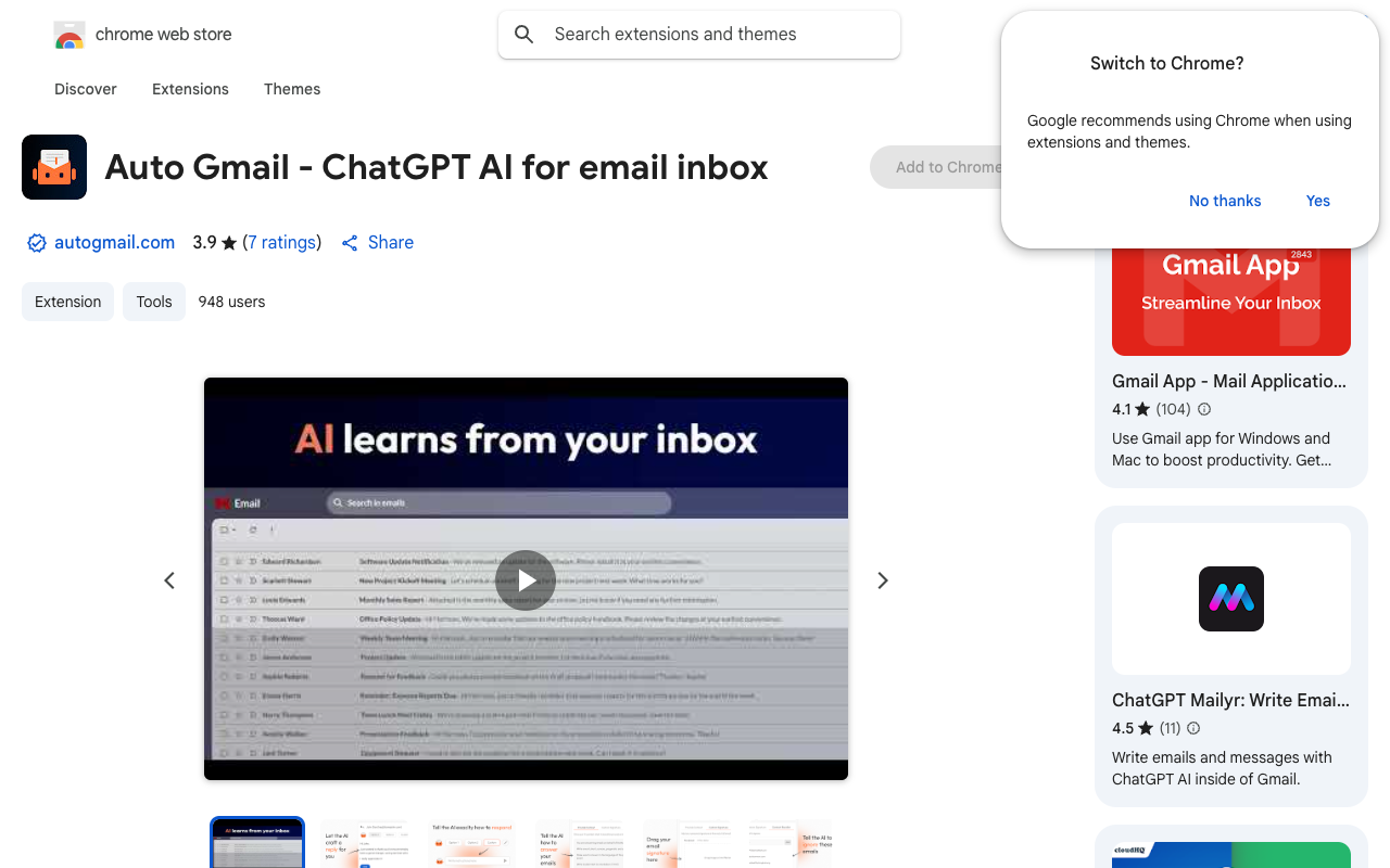 Auto Gmail：ChatGPT 邮件助手 - 让 AI 为您的所有收件箱邮件起草答复