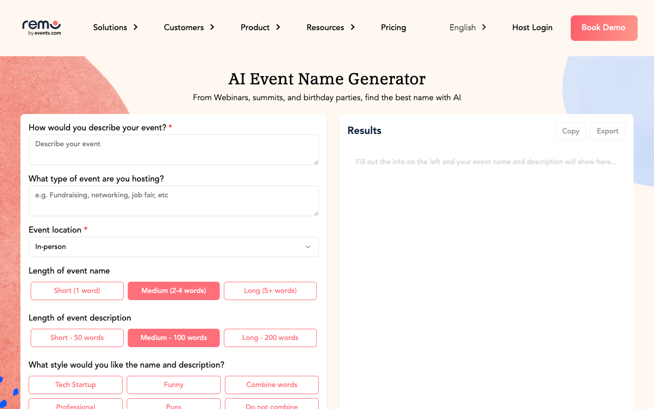 AI Event Name Generator - 为活动创建引人注目的名称 人工智能 活动名称